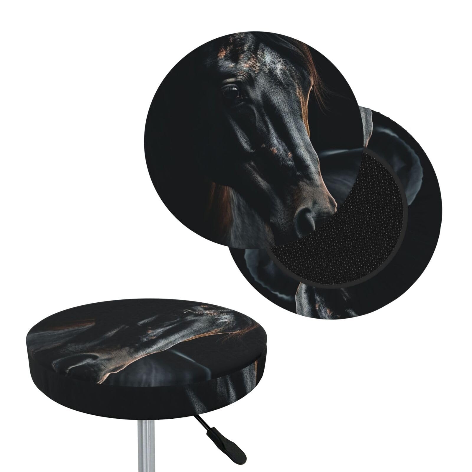 FekiLoot A Dark Horse Round Bar Stool Covers Stretch Washable Bar Stool Covers Dustproof Slipcover Bar Chair Covers with Elastic Band for Bar Kitchen Living Room Decor 13 Inch