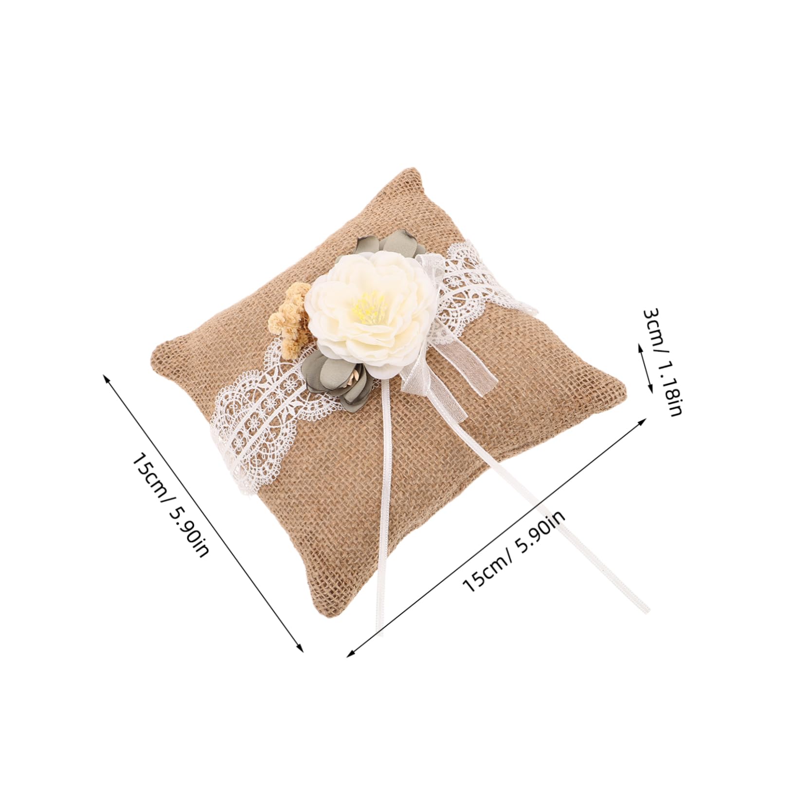 Cabilock Burlap Lace Pillow for Weddings Rustic Floral Cushion with Charming Aesthetic for Ceremony and Proposal for Loved