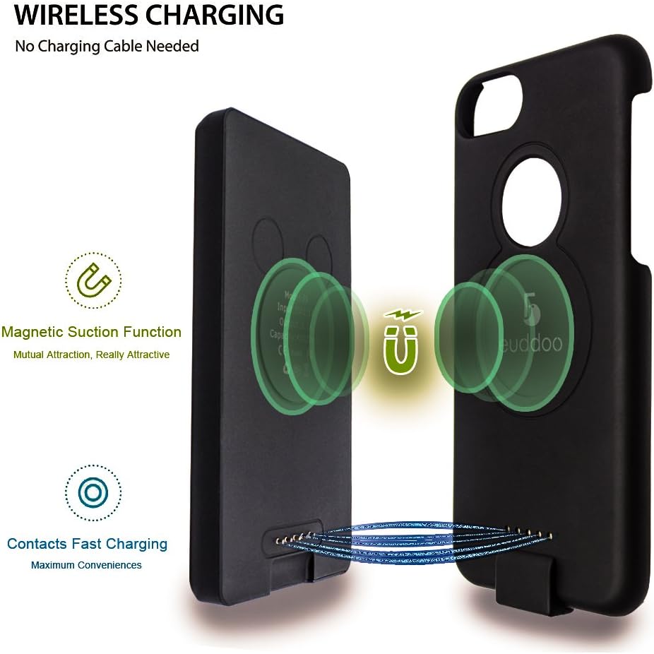 Magnetic Smart Battery Case 5000mAh for iphone 6 Plus/6s Plus/7 Plus Battery Pack Slim Portable Wireless detachable battery case 5.5" Black iphone battery case