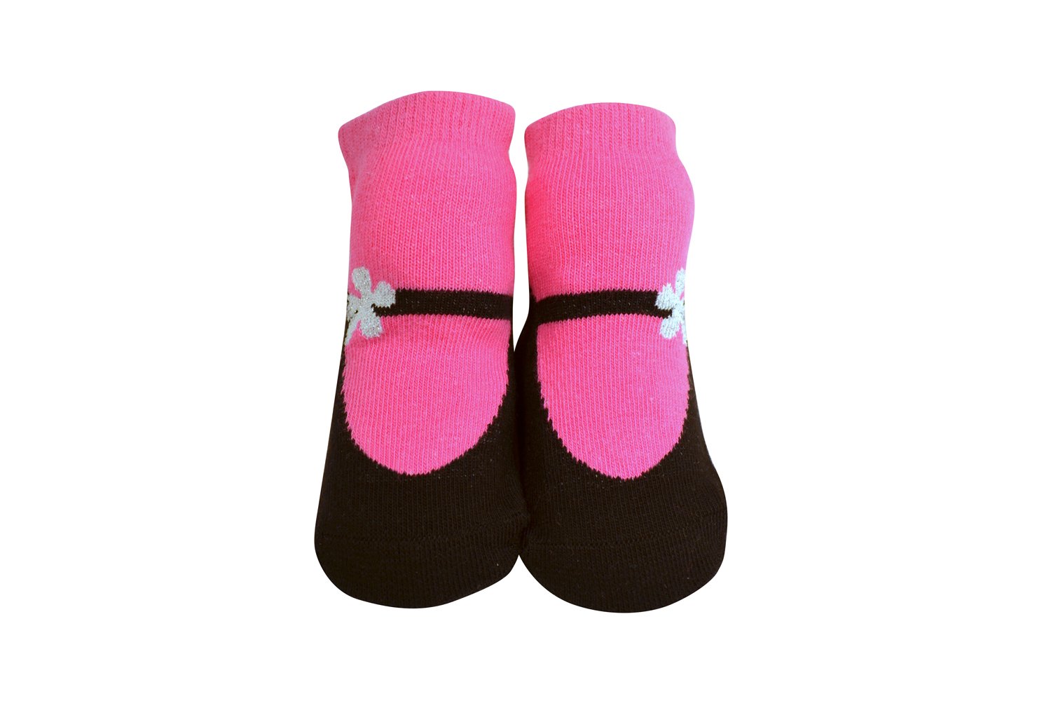 jazzy toes Mary Janes in Black and Bright Pink Sock Set - Black-0-12M-picture-11