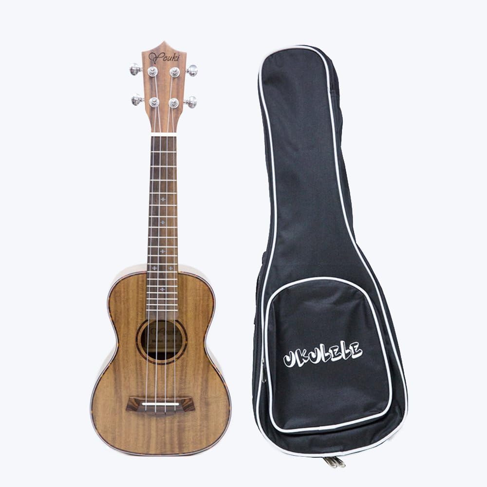 Youki acacia mangium Concert Ukulele, 23 Inch Professional ukulele with Gig Bag, Strap and Picks