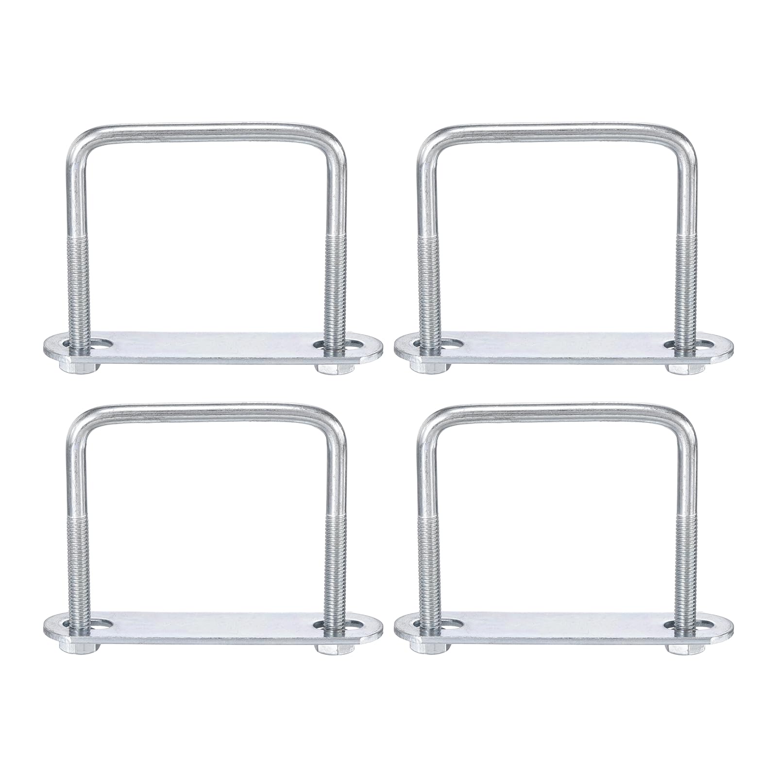 sourcing map 4Pcs Leaf Spring Clamp Kit M6 Square U-Bolts Clamp Fits Leaf Springs Up to 61mm Wide Locks Leaf Springs with Screws for Better Control of Axle Torque Trailer Truck Boat 65mm L