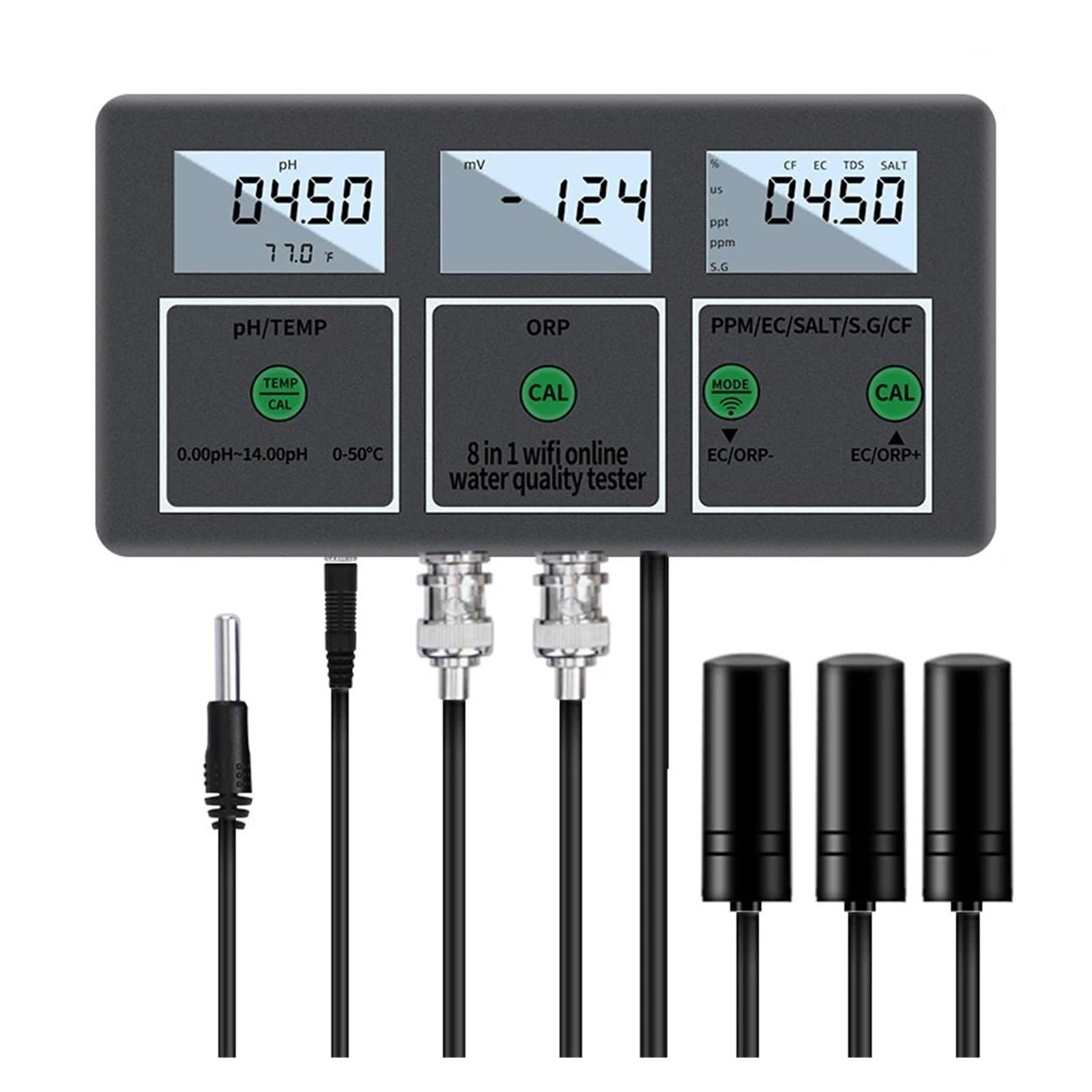 8in1 Digitale WiFi Tester Di Qualità Del'acqua PH EC TDS SALE SG.Temp ORP CF Meter Multifunzione Smart Monitor Tuya APP Controllo Misurazione Accurata