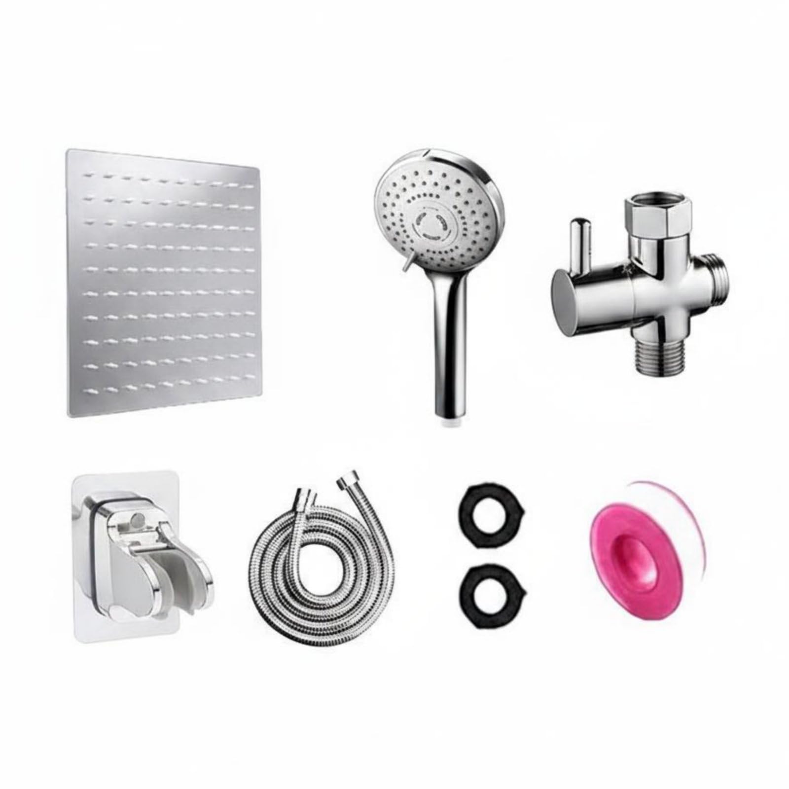 Duschkopf Set mit Verlängerungsarm Hochdruck Regendusche Set ultradünnes Design Überkopfbrause Komplettset für Badezimmer