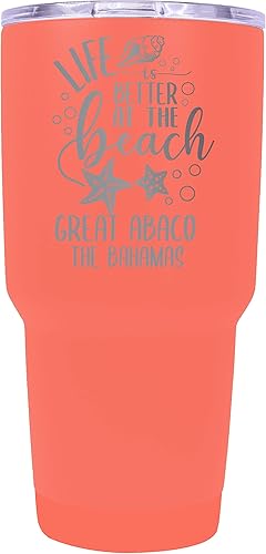 R and R Imports Great Abaco The Bahamas Souvenir - Vaso aislado de acero inoxidable, grabado con láser, 24 onzas, color coral