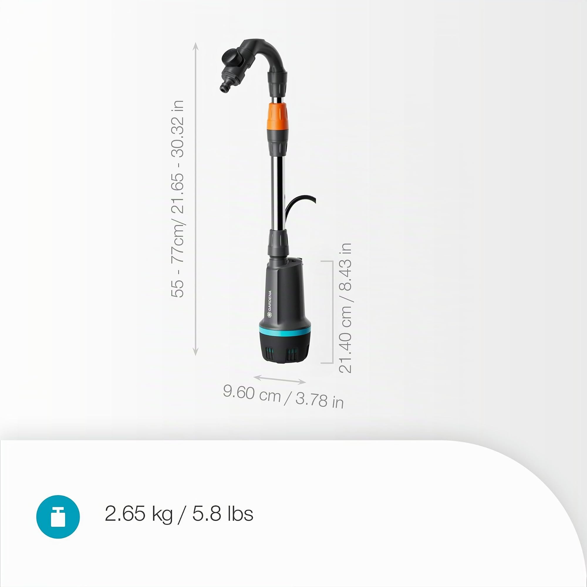 Gardena Pompa Per Cisterna A Batteria 2400 Comfort Automatic 18V P4A Set Pronto All’Uso: Pompa per acqua automatica, Programmazione dell'irrigazione, Timer funzione, Pressione costante (14605-20)
