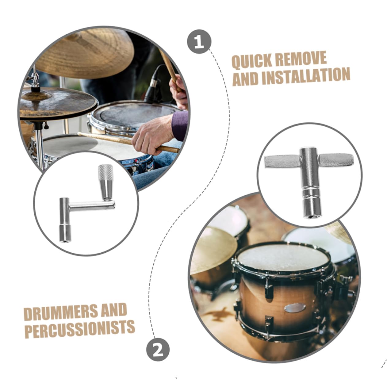 BESTonZON Drum Key Pack 5pcs Type Universal Drum Tuning Key Wrench Music Drum Key Tool Kit