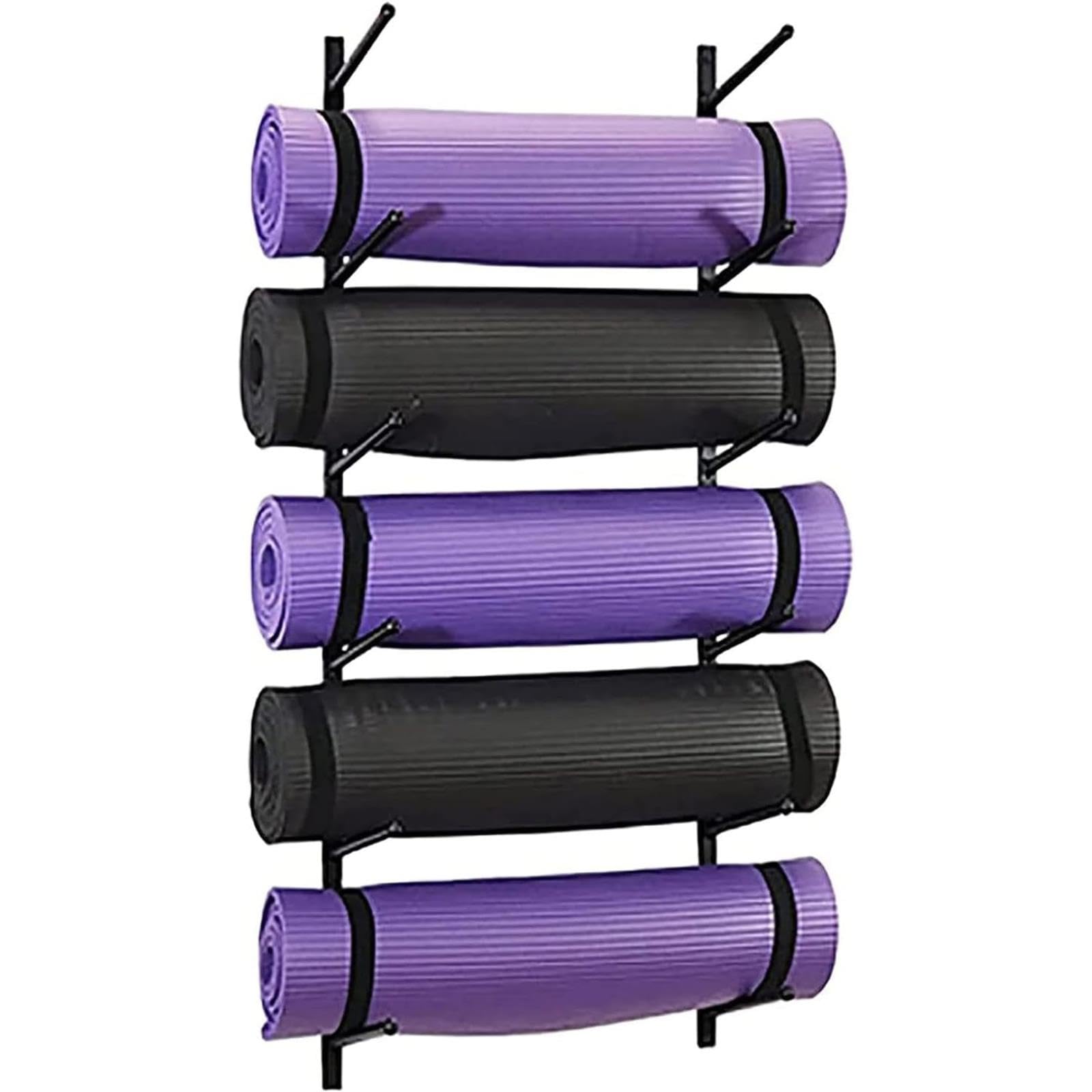 Support mural tapis de yoga étagère 6 cases pour coin sport de salon épuré