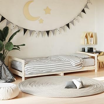 Low Bed Frame Kids Wooden Bed Base Boys' Girls' Bedroom Furniture 80x200 cm Solid Wood Pine Furniture natural Cots & Toddler Beds Option4