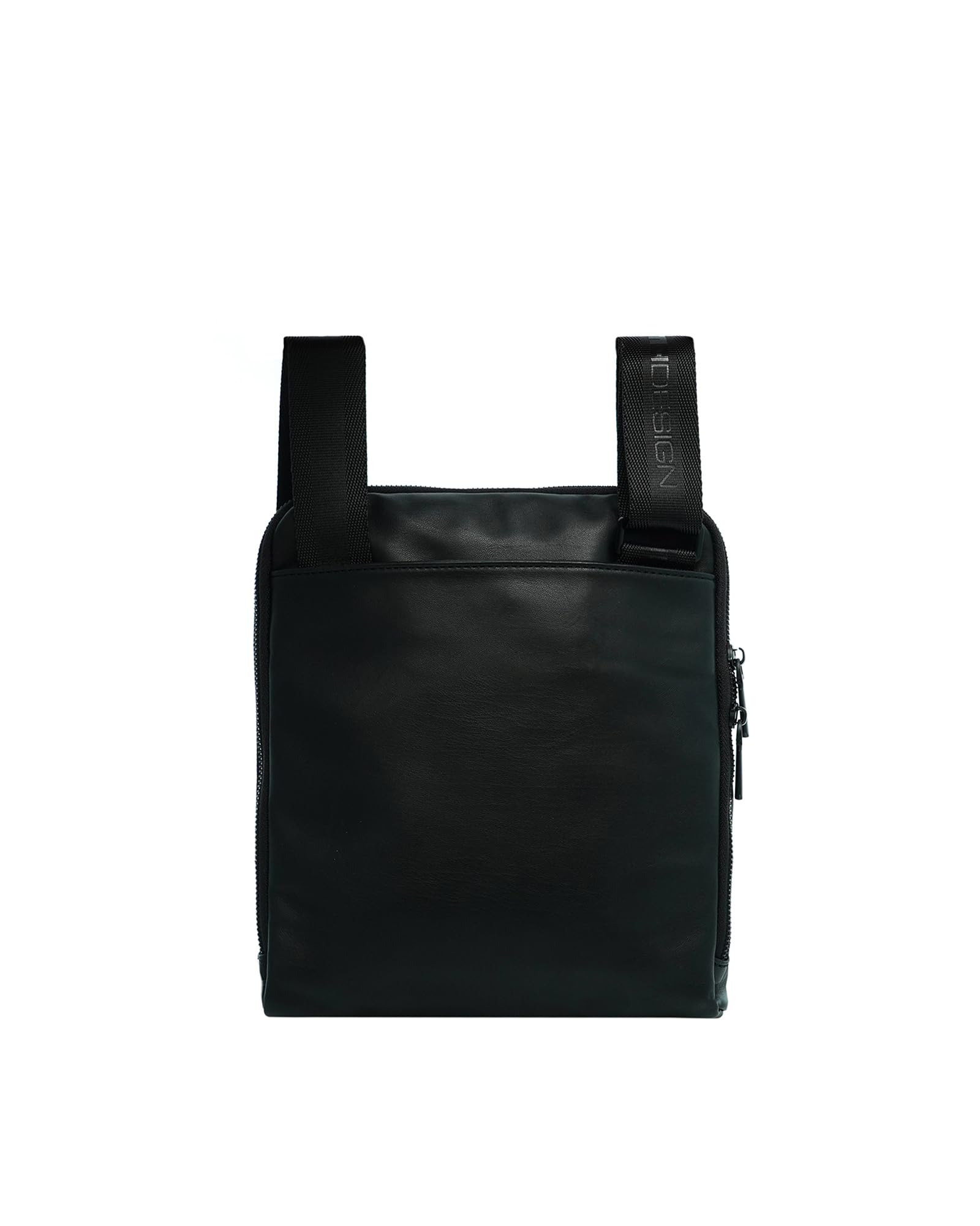 MOMO Design Borsa a tracollada da uomo in Ecopelle Prodotto vegano 24x28x3 cm MO-17PU-BLACK