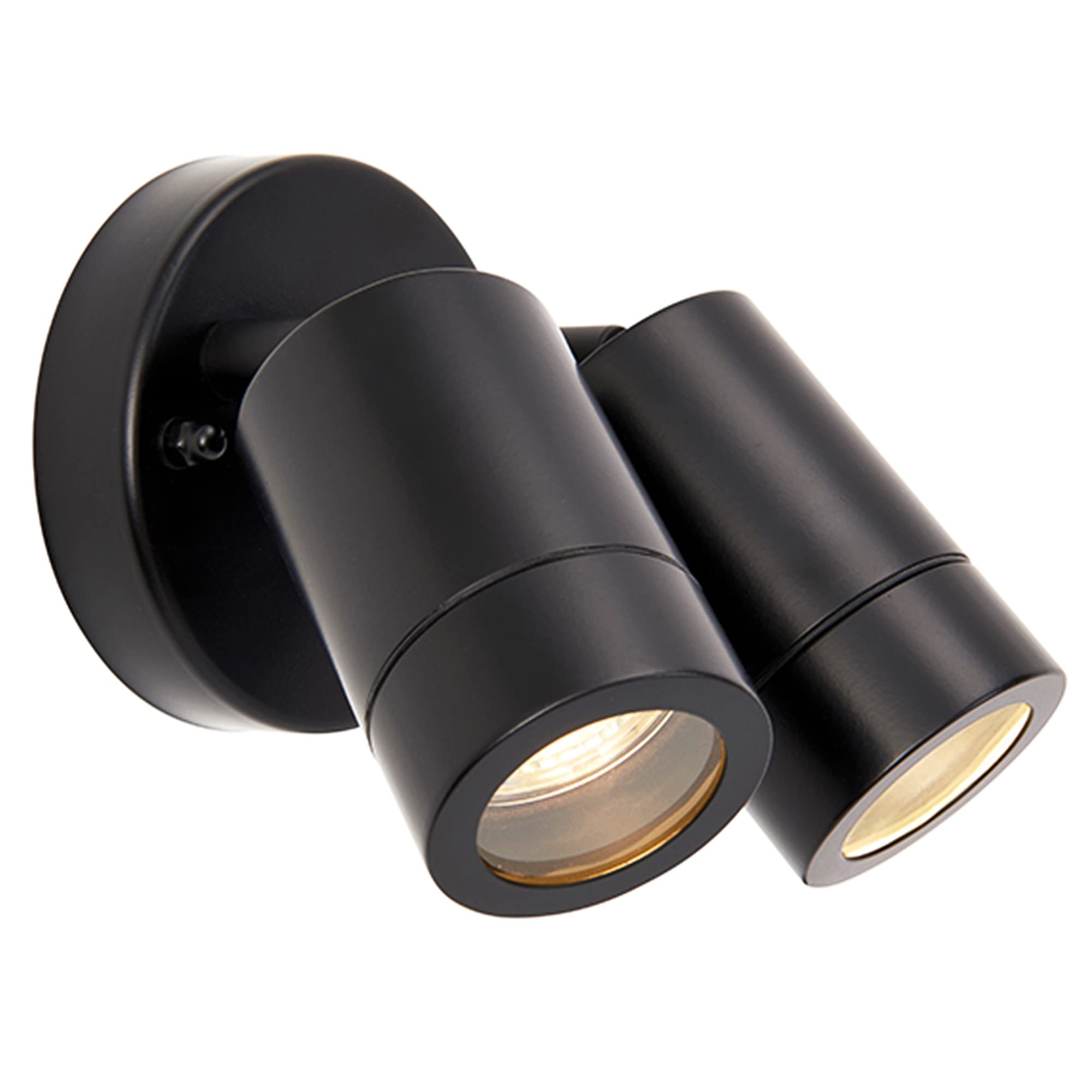 Wall Light Black Palin Twin Spot IP44 Matt Tilt Saxby 75437