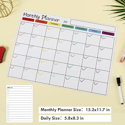 Miniatura 2 de Calendario de nevera magnético borrado en seco, calendario mensual pizarra blanca (QX158)