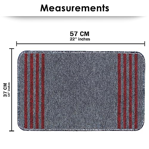 Image of Pack of 2 Anti-Skid Bathroom Mat | Nylon Floor Mat for Bathroom, Entrance, Kitchen, Bedroom & Offic | Grey Stripes Design-(37x57cm)