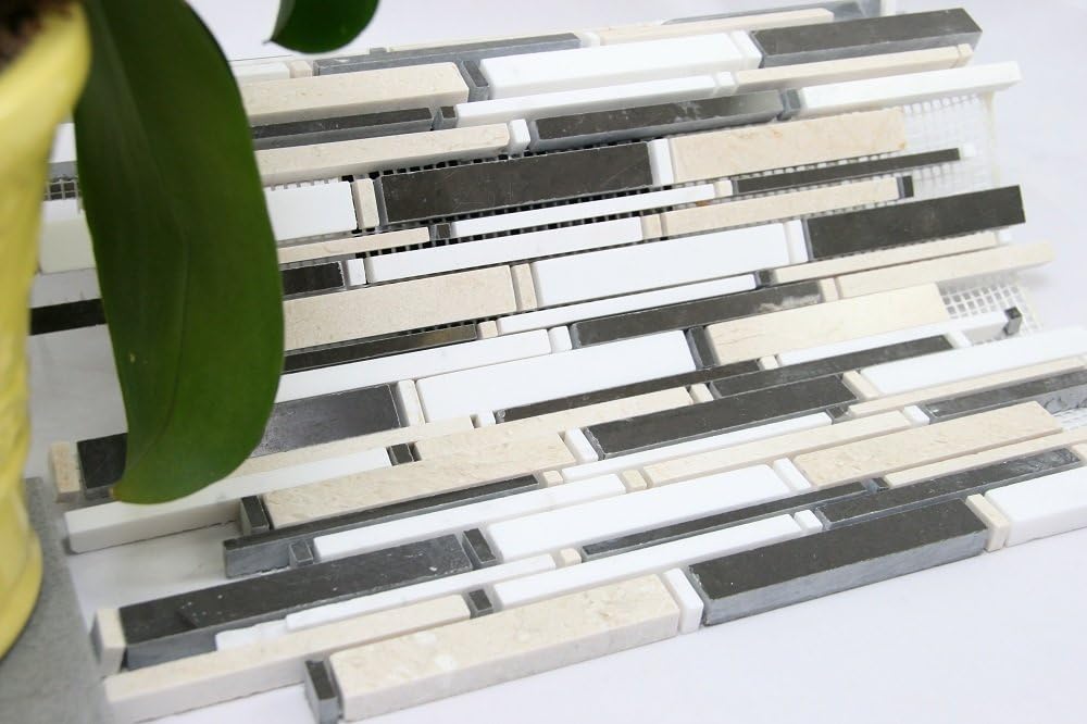 Zen Powder Beige Blend 12 in. x 12 in. Mesh-Mounted Marble Mosaic Tile - 4 in. x 4 in. Sample - SAMPLE LISTING - ONLY ONE ALLOWED PER HOUSEHOLD