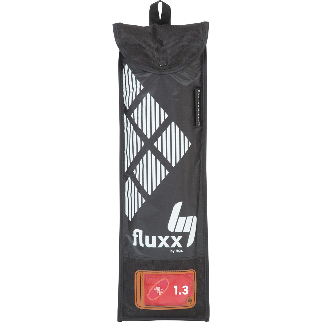HQ4-Kites 118021 - Fluxx 1.3 Red, Zweileiner Lenkmatte Trainerkite, Spannweite: 130cm, inkl. 50kp Dyneemaschnüre 2x20m auf 2-Line 47cm-Controlbar, 5-26 Knoten
