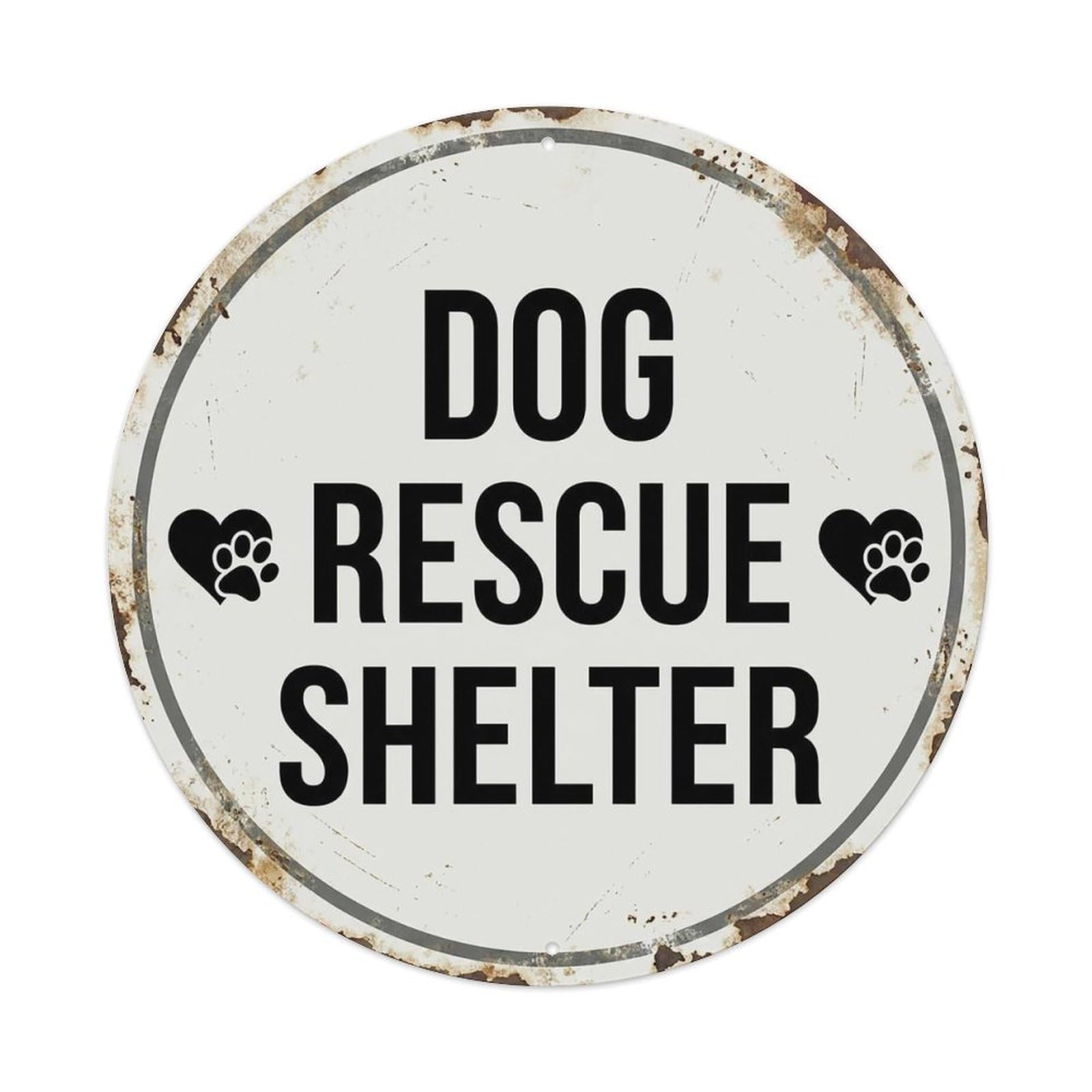Vintage Dog Rescue Shelter Haven Vintage Metal Tin Sign Plaque Wall Decor for Cafe, Club Bar, Office, Garden Metal Poster 8x8Inch