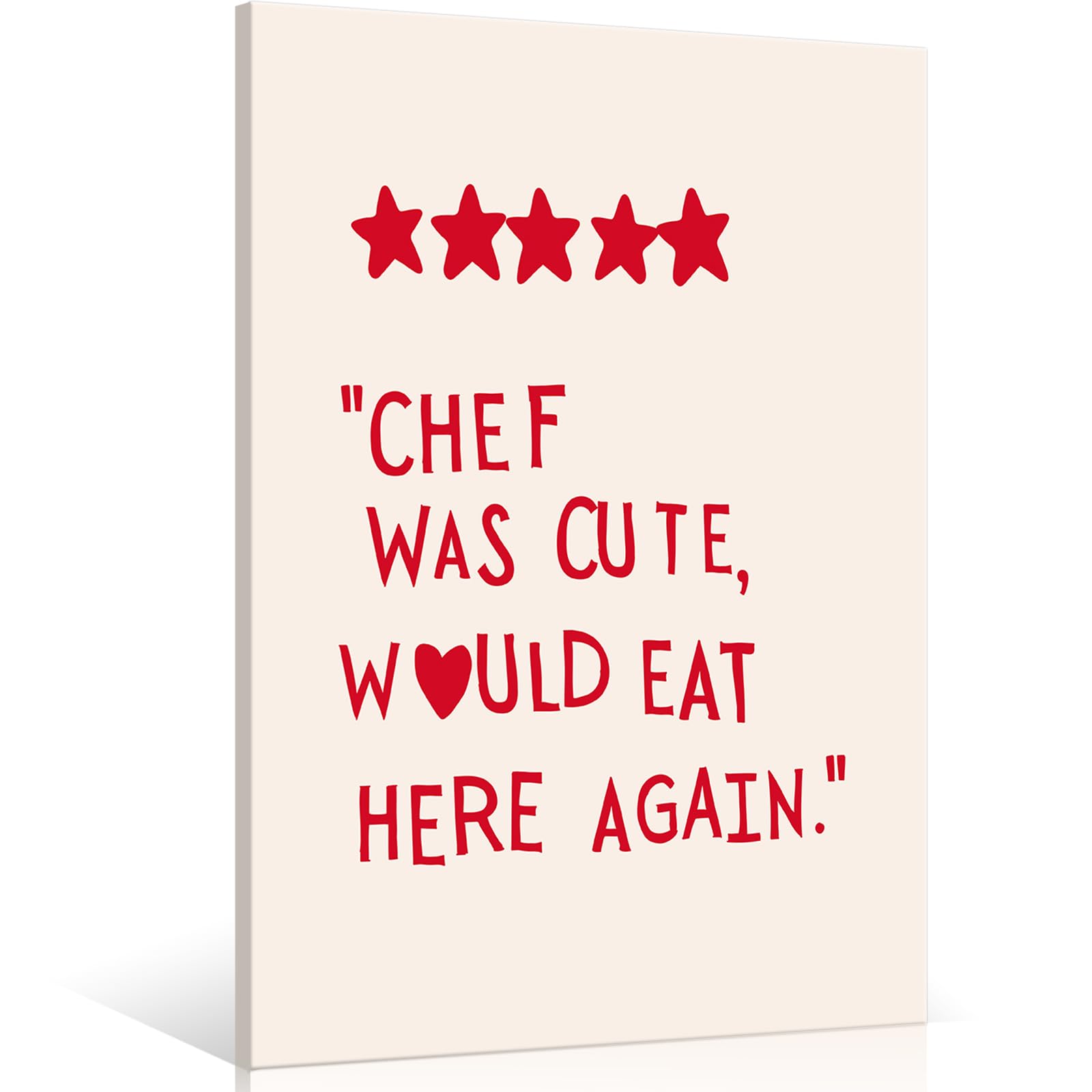 SzongFunky Kitchen Decor Poster Cute Cooking Canvas Wall Art Kitchen Aesthetic Wall Art Print Minimalist Red Heart Print Chef Was Cute Print Kitchen Restaurant Hotel 12x16inch Unframe