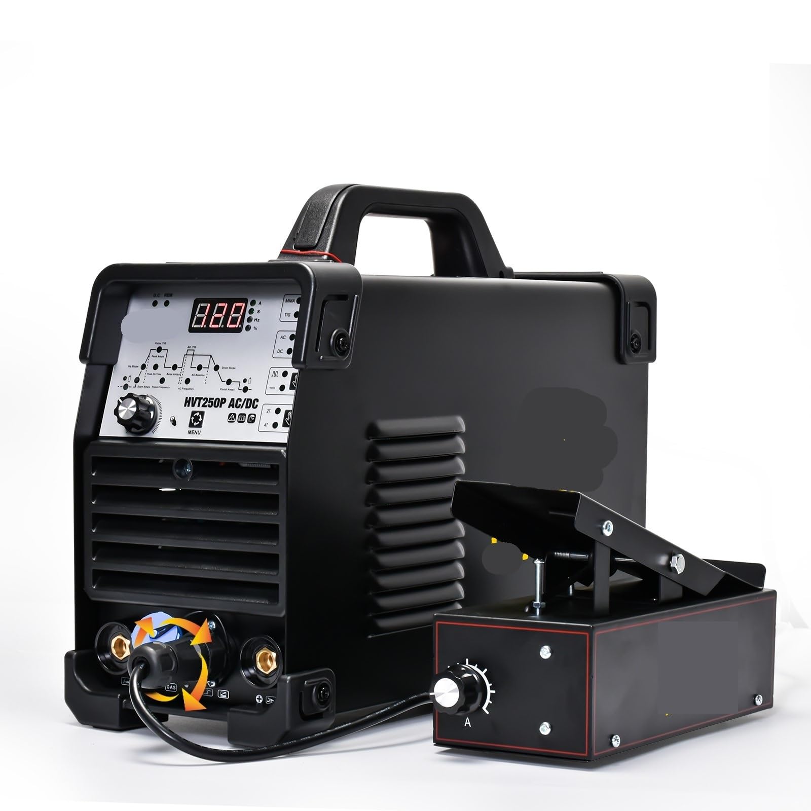 Saldatrice Tig pulsata AC/DC in alluminio da 200 A 4 in 1 HVT250P Saldatrice MMA ARC Stick IGBT Inverter HF TIG 2T 4T Soldador(With Pedal)
