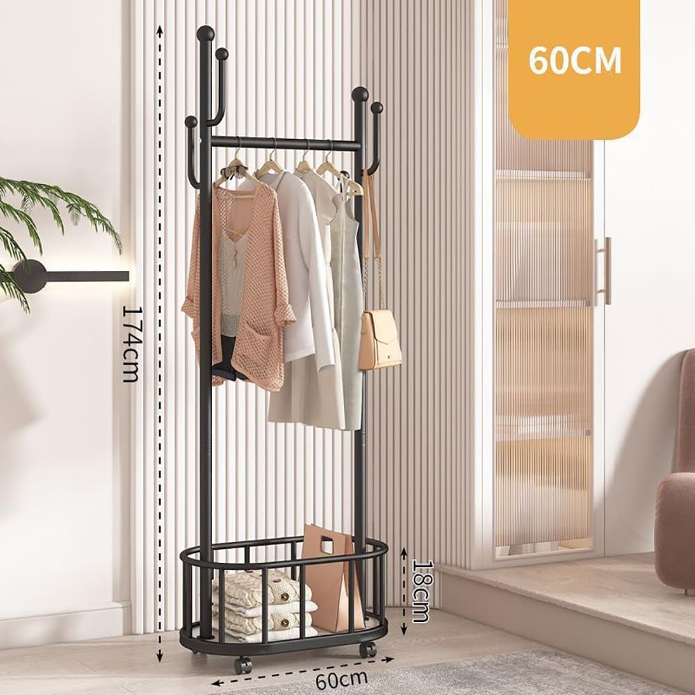 Perchero de metal con ruedas, capacidad de carga máxima de 45,4 kg, 60/80/100 cm x 30 cm x 174 cm. Perchero Slish para pasillo, entrada, dormitorio