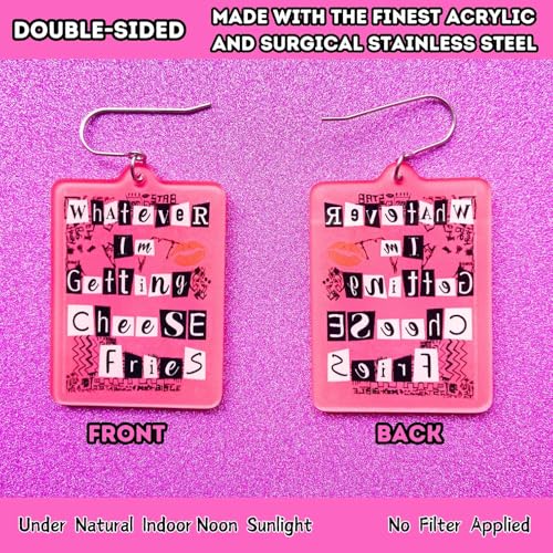 Fun Earrings, Halloween Costume Accessories, Fun Merch, Party Favors, Fun Gifts for Women (Whatever I'm getting Cheese Fries)