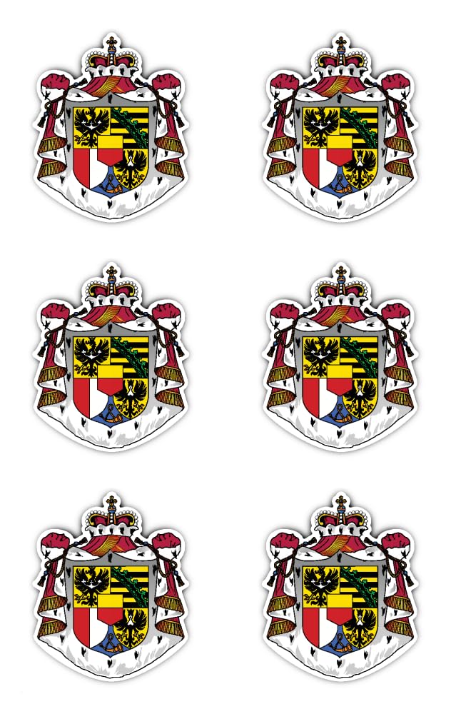 Pegatinas: 50 mm, 6 unidades, escudo de Liechtenstein, LI, para coche, portátil y más