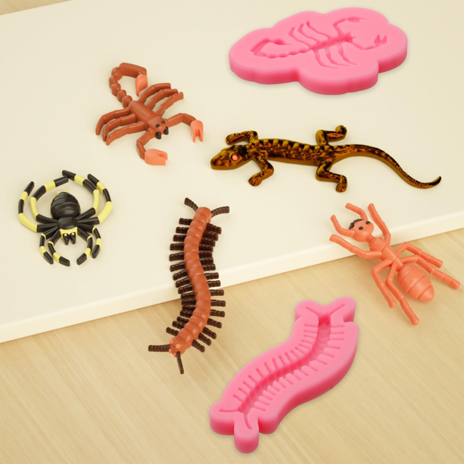 Insect Chocolate Molds, Scorpion Ant Spider Silicone Molds, Gecko Centipede Insect Prank Fondant Baking Molds for Cake Decoration Cupcake Topper Candy Sugar Craft Gum Paste Clay Resin, Set of 5 - Image 6