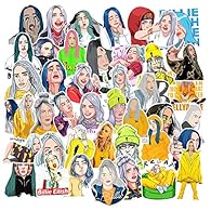 ❤【The Barisc Advantage】 Join the 100000+ decorated by our high-quality vinyl graffiti stickers. ❤【Awesome Assortment】 53 pcs of no-repetitive Singer Billie Eilish stickers give you enough options to personalize your laptop, Macbook, hydroflasks, comp...
