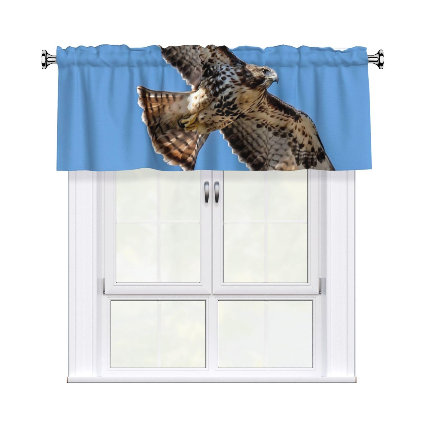 HJKJKKJ Window Valance 137x 46 CM Kitchen Curtains Eagle in Flight Valances for Windows Vintage Short Window Curtains Farmhouse Rod Pocket Decorative Curtain Valance for Bedroom Bathroom