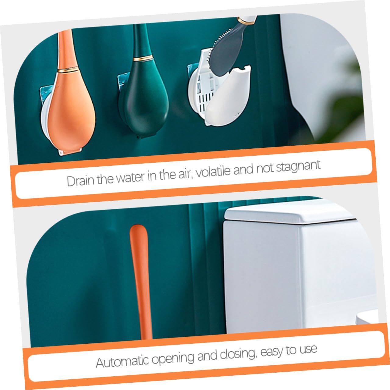 Healvian 2pezzi Spazzola per Toilette Murale con Manico Lungo Brush Antigoccia e Antimuffa per Pulizia Completa del Bagno Design Elegante e Pratico per Ogni Domestico