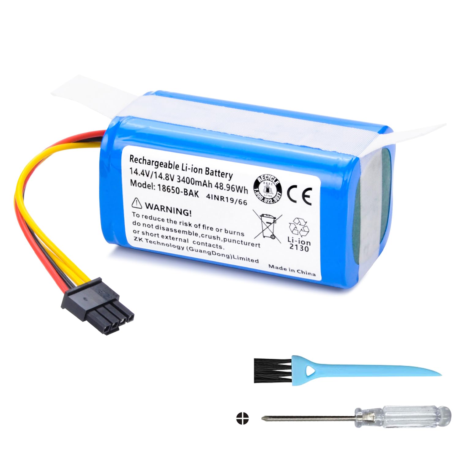 3400mAh Vacuum Battery Replacement for AIRROBO P10 Robot, for Robot 360 C50, for TCL S1 S15 S18, for Fmart E-550G/W Robot Vacuum Cleaner