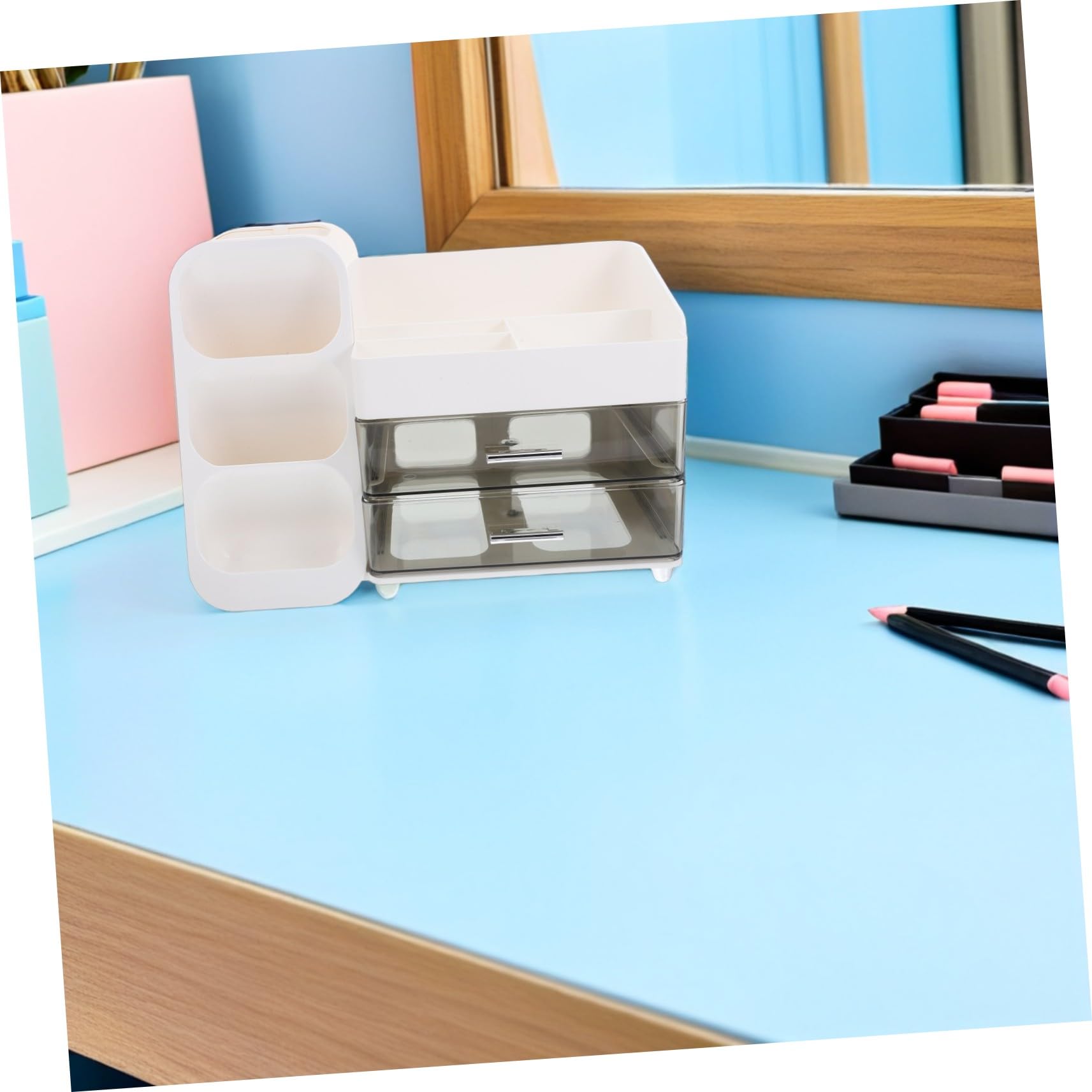 MAGICLULU Multifunktionaler Kosmetik Organizer mit Großer Kapazität Weißer Aufbewahrungsbox für Make-up Lippenstifte und Hautpflege für Schminktisch Schlafzimmer und Badezimmer