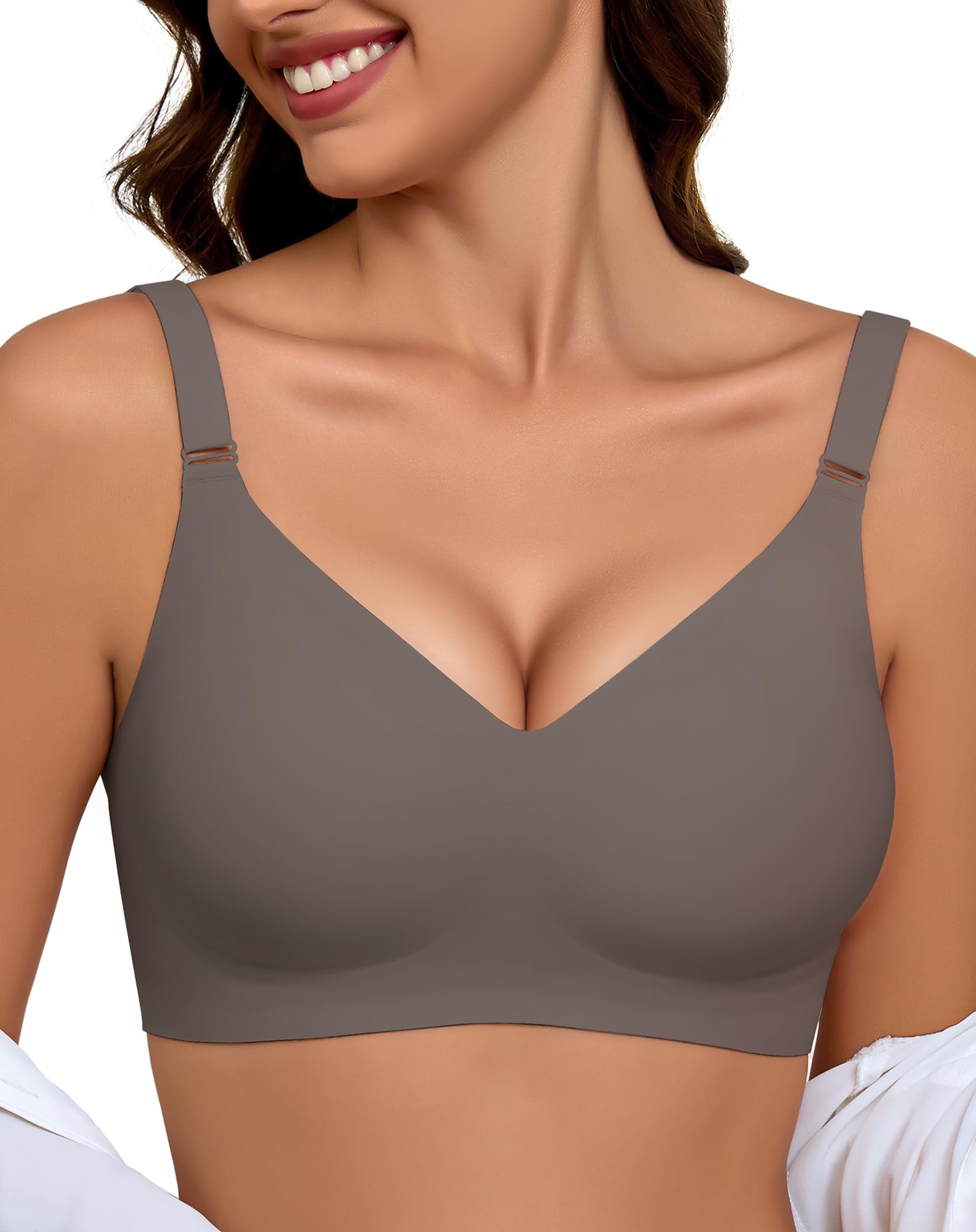 Reggiseno Donna Senza Ferretto Push Up Imbottito Morbido Bra Seamless Comodo T-Shirt Reggiseno Invisibile Coppa Intera Comfort Classico Bustier Supporto Forte Bralette per Seni Normali e Grandi