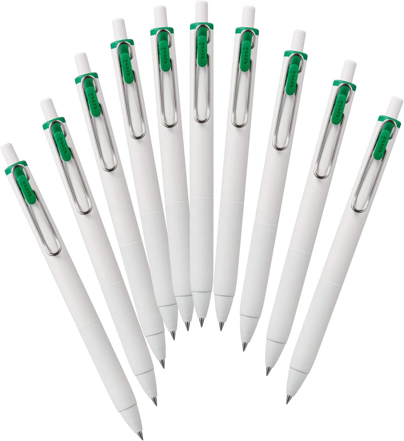 Mitsubishi Pencil Uni-Ball One Gel Ballpoint Pen, 0.38, Green, 10 Pens Hako UMNS38.6