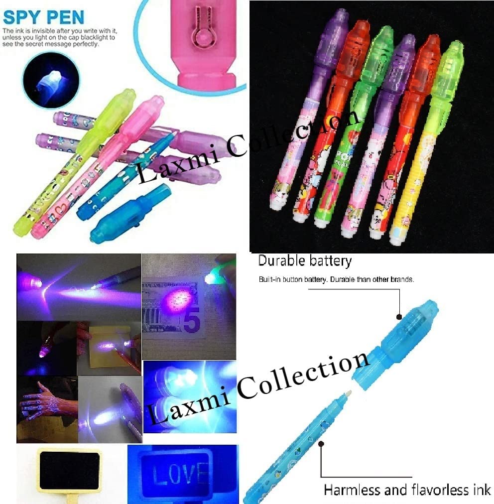 Laxmi Collection 50 Pcs Invisible Ink Magic spy Pen with UV-Light kids magic bookmark for secret message and party favor for bag-Multicolor (Pack Of 50) 1