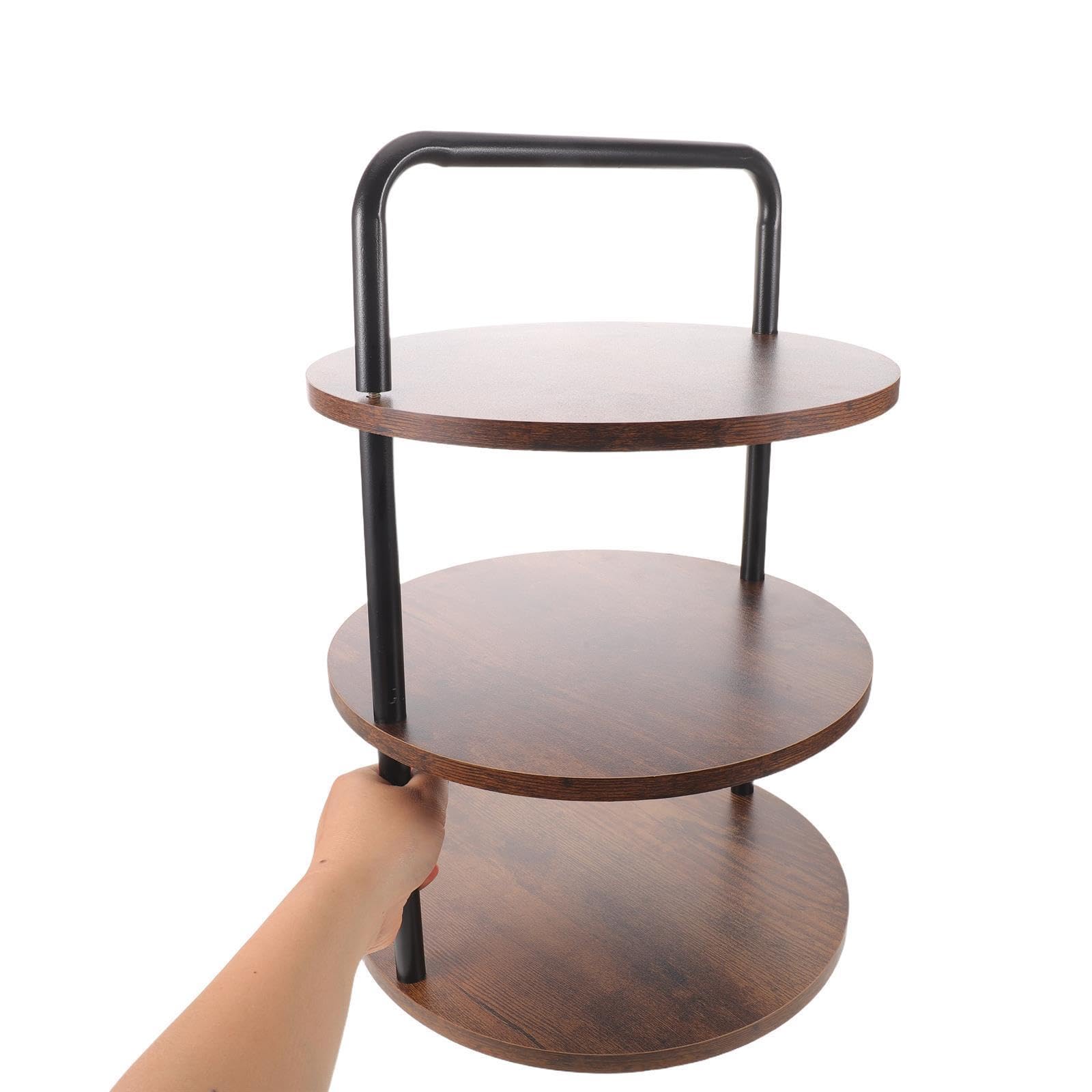 Zerodeko Porta Pizza a 3 Livelli in Ferro e Legno per Feste e Matrimoni, Accessorio Cucina Sicuro per Servire Ingredienti Pizza in Stabile e Modulare