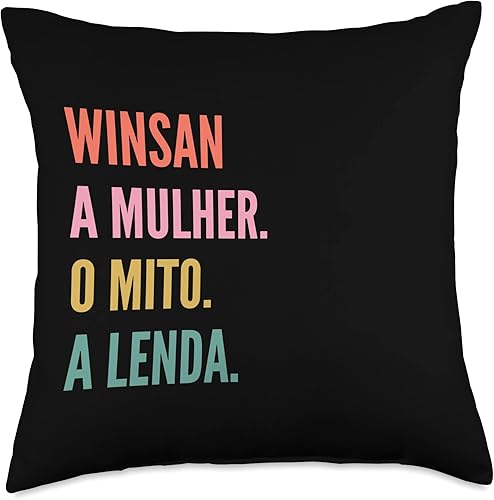 Designs De Nomes Engraçados Para Mulher Funny Portuguese First Name Design-Winsan Throw Pillow, 18x18, Multicolor