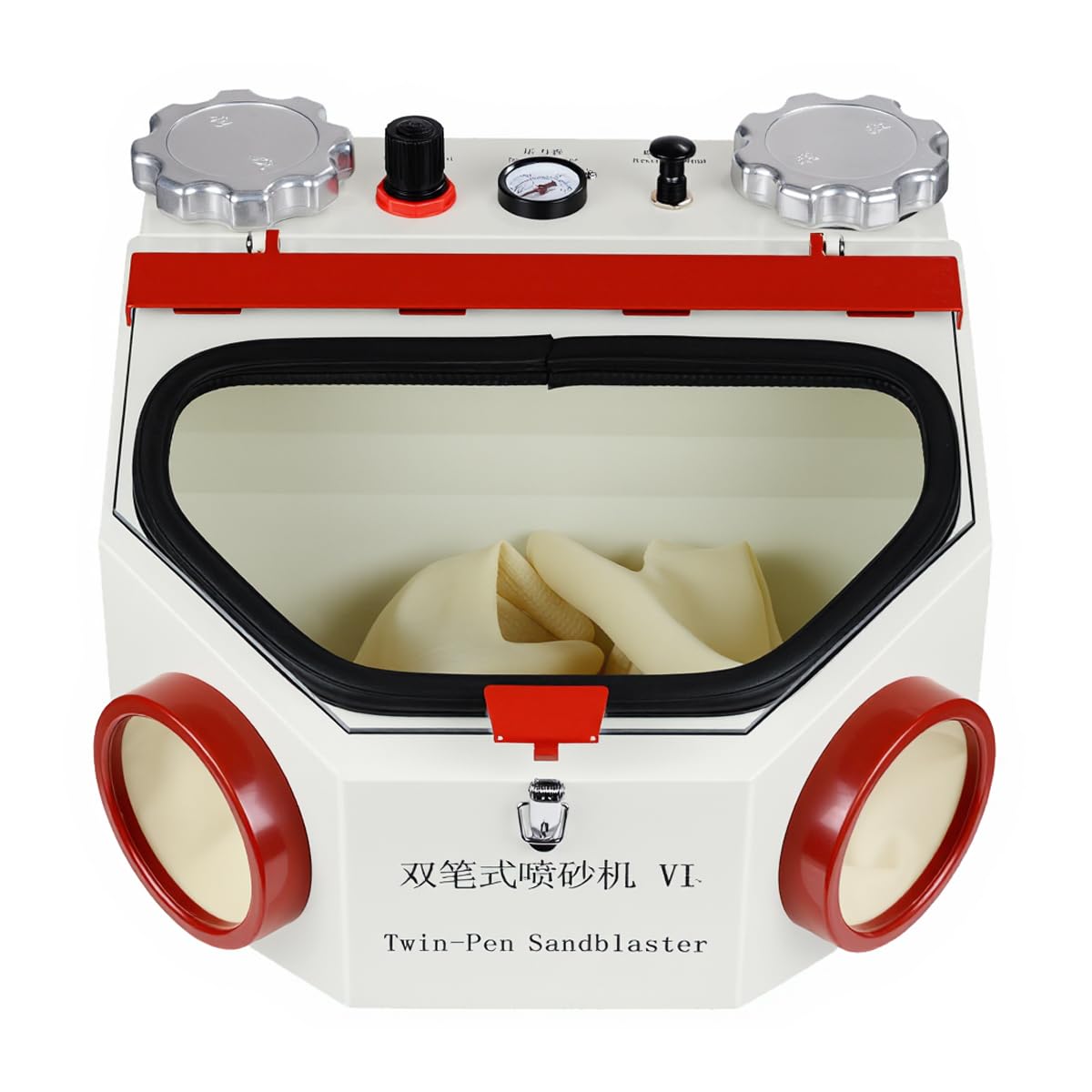 Sabbiatrice doppia doppia penna fine attrezzatura da laboratorio 10W sabbiatrice unità con lampada LED 2 tazze di metallo
