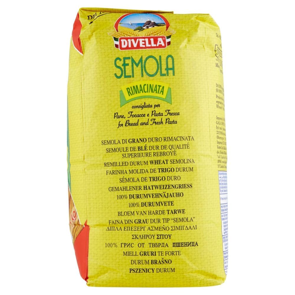 Italian Gourmet Bundle Divella Semoule de Blé Dur Remoulue 3x5kg – Semola Rimacinata fine pour pâte fraîche, pain, pizza & focaccia, qualité pro grand format 15kg réserve + Italian Gourmet Polpa