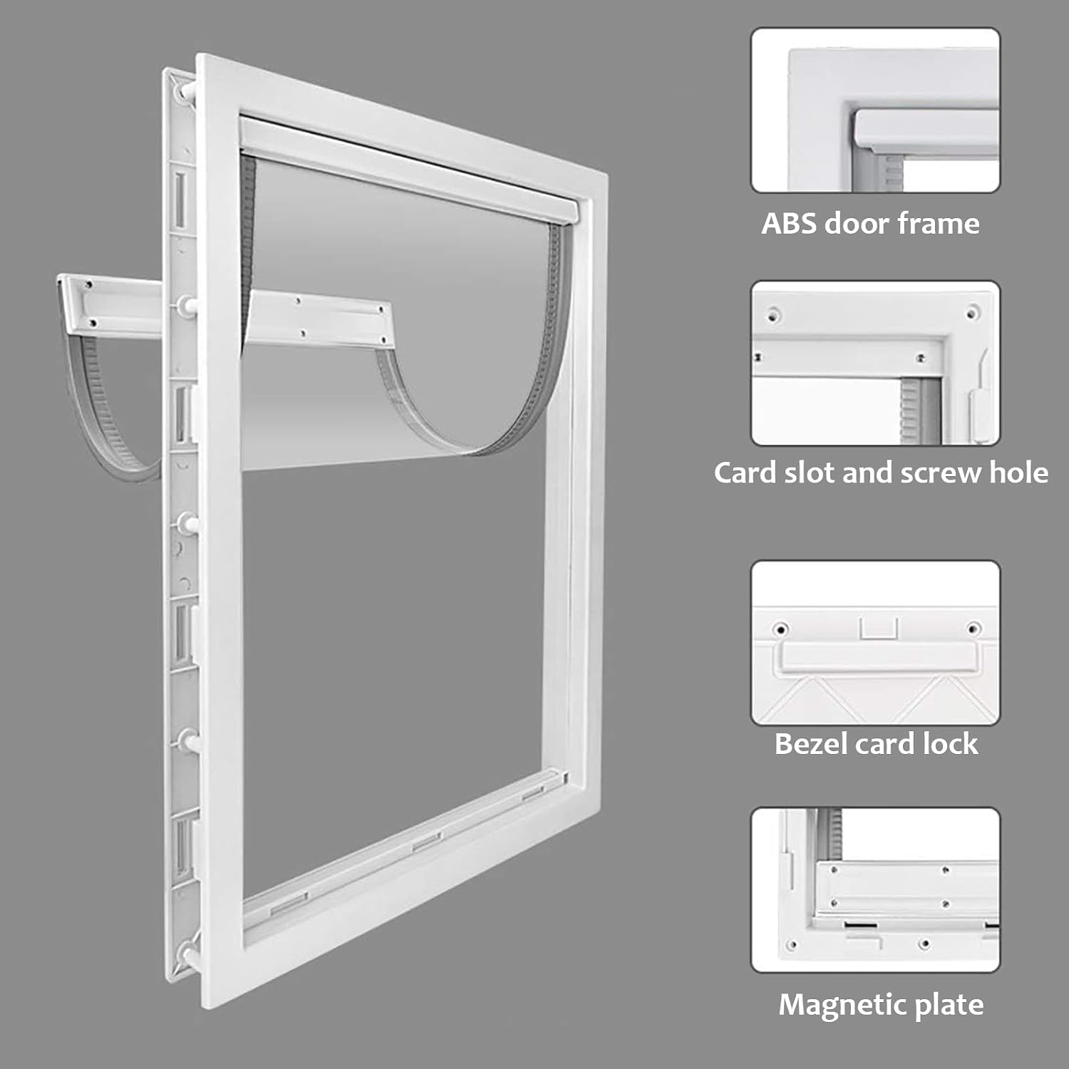 CEESC Large Dog Door with Soft Transparent Magnetic Flap and Snap-in Closing Panel, Premium PVC Plastic Pet Door for Large Dogs(XL,White)