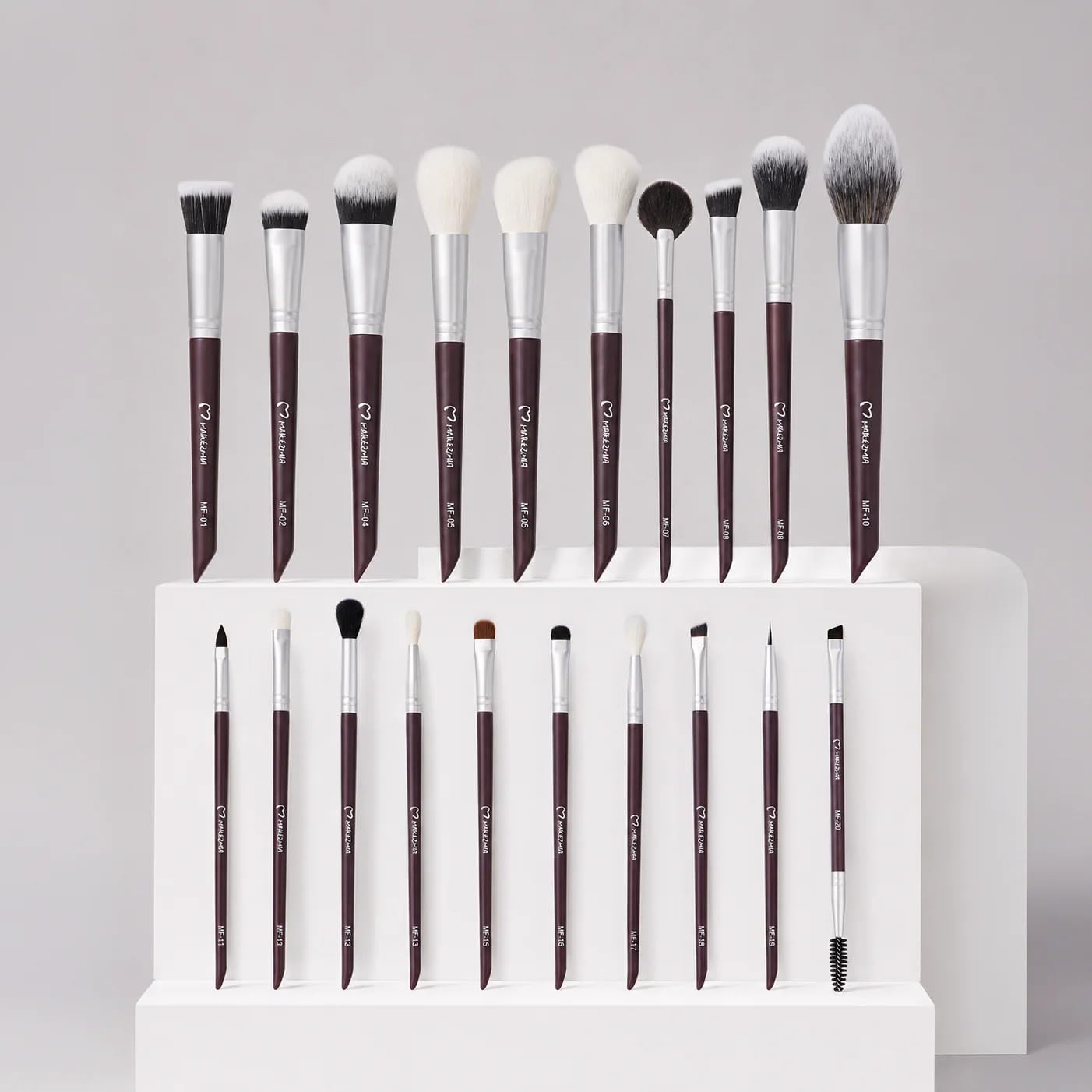 Makezmia Face Edit - Set di 20 pennelli per fondotinta, correttore, illuminante e sfumatura, pennelli da donna, set di pennelli per truccatori