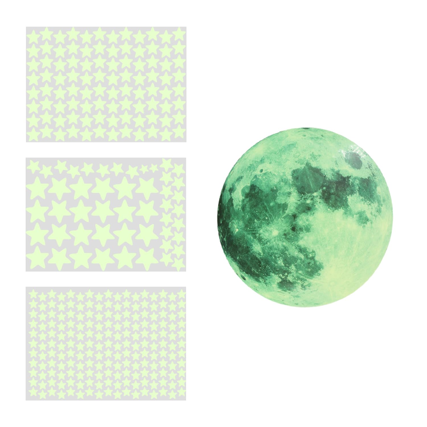 333 pegatinas luminosas de estrellas y 1 pegatina lunar, pegatinas luminosas de pared autoadhesivas de estrellas y lunas, pegatinas de cielo estrellado extra brillantes para habitación infantil