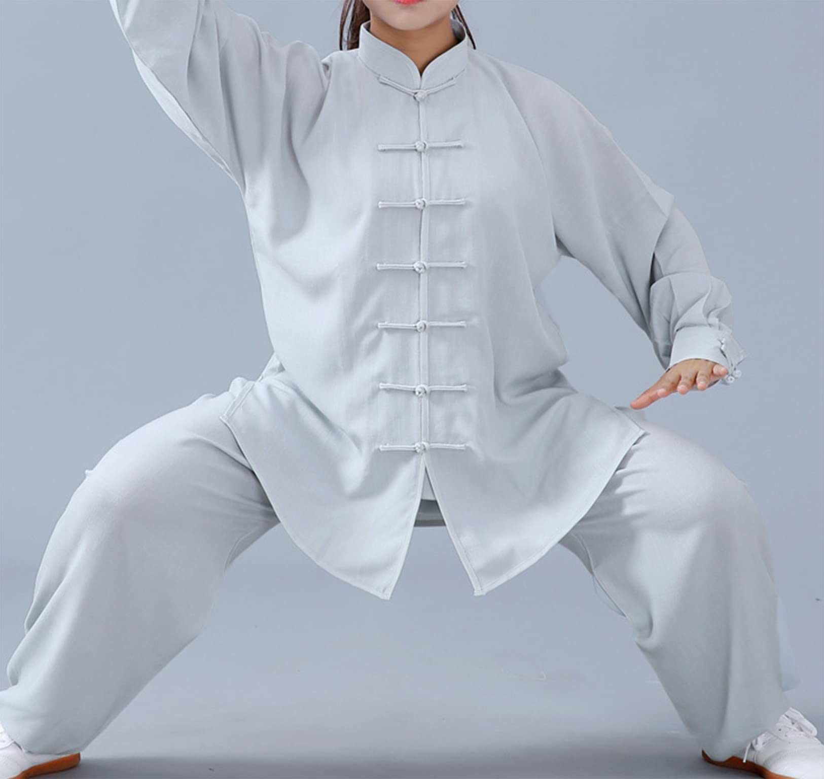 Tai Chi Anzug Freizeit Einfarbig Kampfkunst Anzug Unisex Baumwolle Leinen Kung Fu Uniform Traditionell Chinesisch Kostüm Meditation Qigong