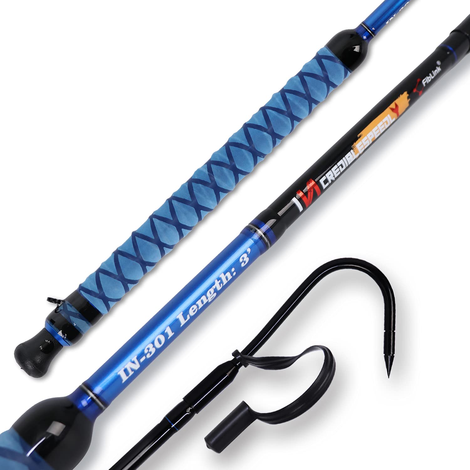 Fiblink Fishing Gaff Portable Fish Gaff with Stainless Steel Fishing Hook,Non-Slip Grip Handle and Fiberglass Shaft for Saltwater Offshore 3'/5'/6'