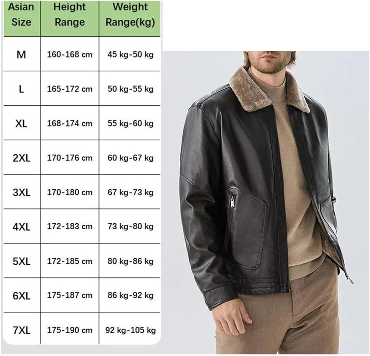 Men's Faux Leather Jacket Warm Lined PU Coat Thick Business Casual Outerwear Winter Fashion Faux Fur Collar Jacket