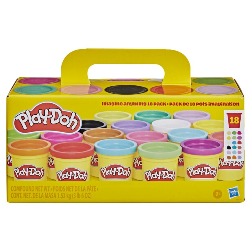 Play-Doh Zestaw 18 słoików wyobraźni, 85 g kolorowej pasty do modelowania, kreatywne hobby dla dziewcząt i chłopców, od 2 lat