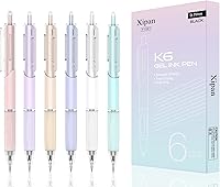 6-Pack 0.7mm Quick-Dry Black Gel Pens - Ergonomic Pastel Fine Tip, Skip-Free Smooth Writing for Journaling, School, Office & Gifts
