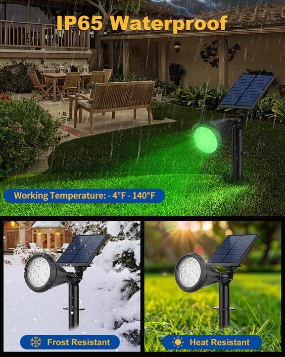 Solar Spot Lights Outdoor Color Changing, 7 Modes/14 LED Outdoor Solar Lights for Yard, Waterproof RGB Multicolor Solar Landscape Spotlights Auto On/Off for Flood, Yard, Tree, Pathway, 8 Pack - Image 4