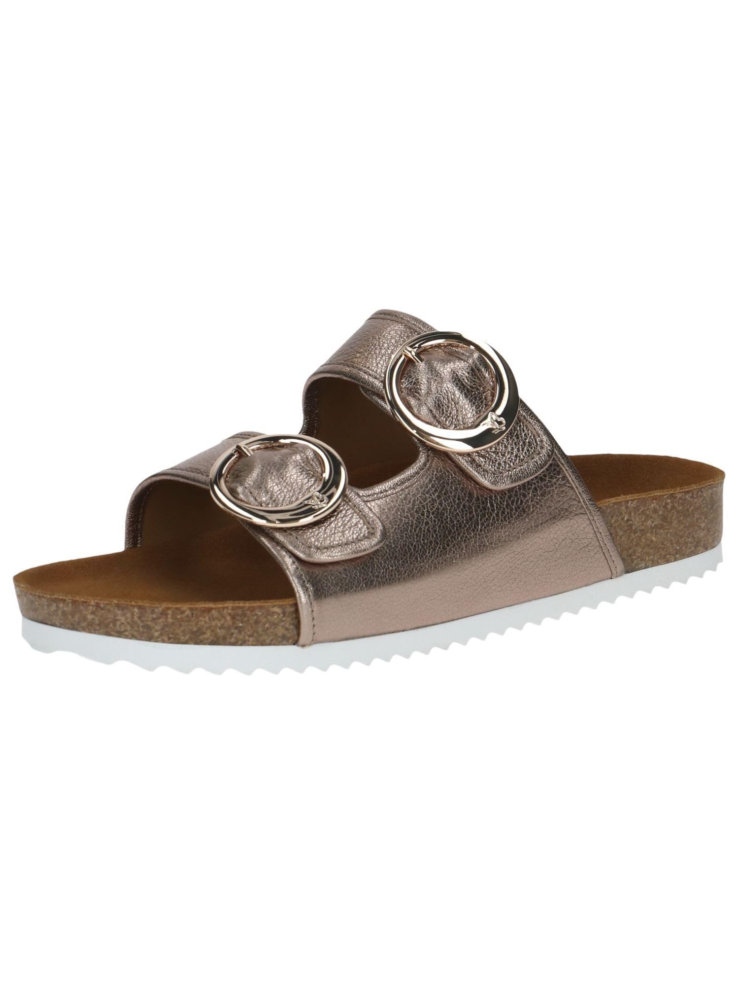 CAPRICE Women's Leather Mules Comfortable, Beige (Taupe Metallic), 6.5 UK