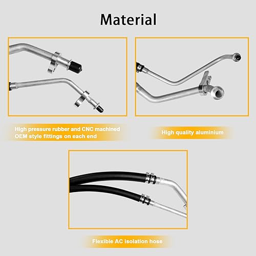Miniatura 4 de Juego de línea de CA traseraauxiliar, manguera de aire acondicionado de refrigeración trasera, compatible con Dodge Caravan Dodge Grand Caravan
