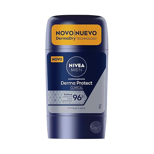 NIVEA MEN Desodorante Antitranspirante Stick Derma Protect Clinical 58g, Defesa Intensa 96h, Controle de Suor Extremo, Toque Suave, Protege a Pele